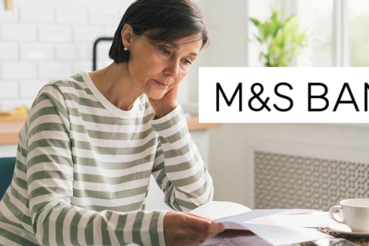 M&S Bank logo and person looking at letter