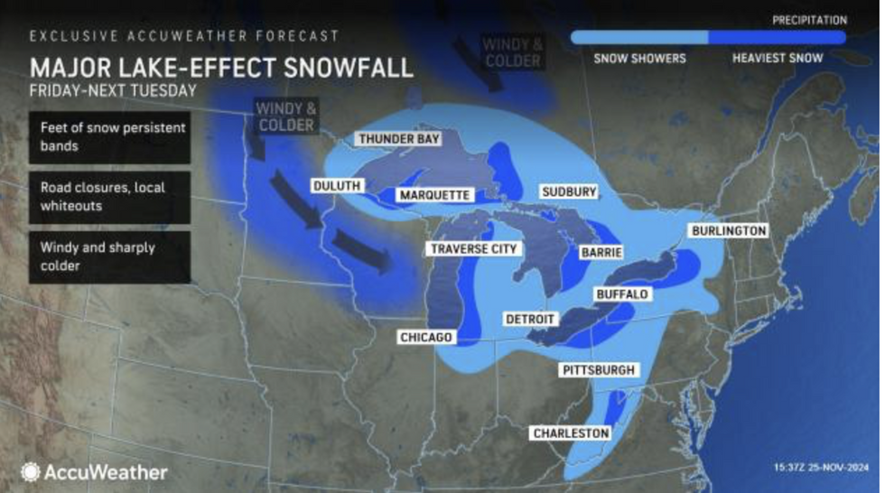 Major lake effect snowfall