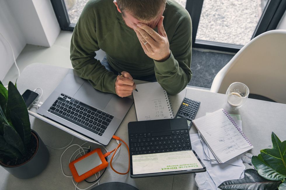 Man at computer doing work