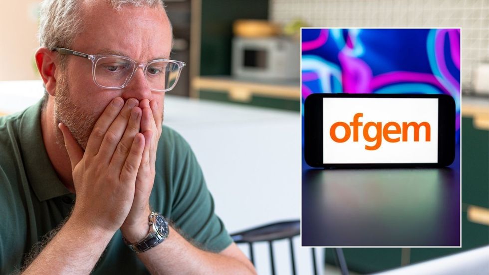 Man in shock and Ofgem logo