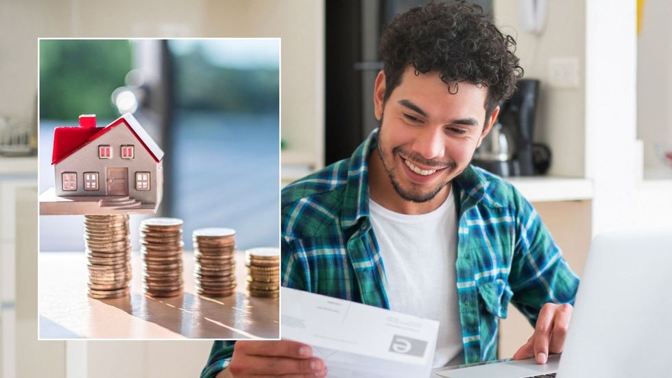 Man looking happy and mortgage savings 