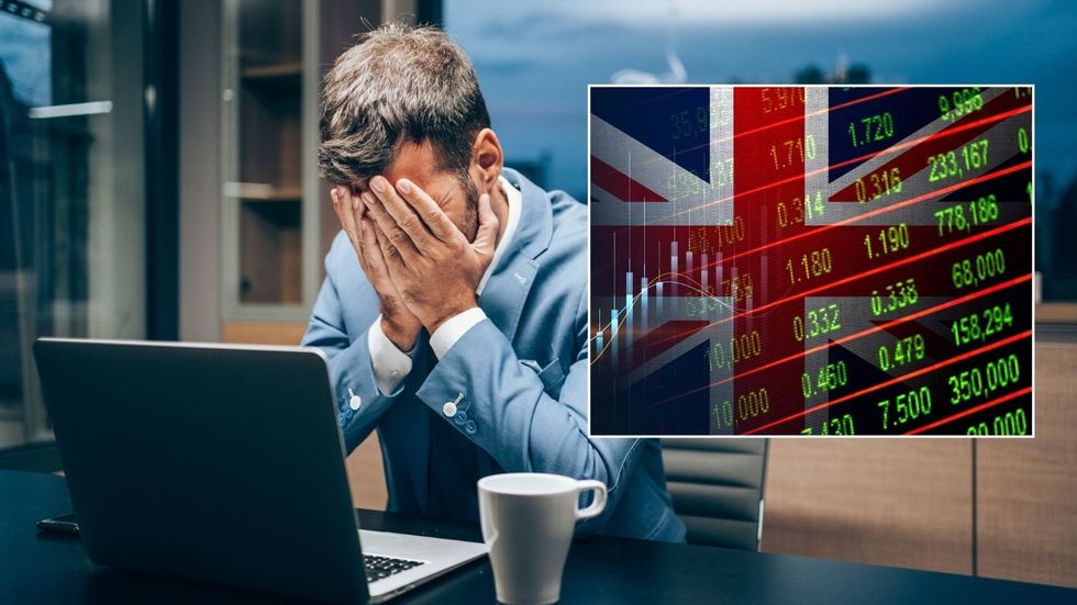 Man looking worried and Union Jack