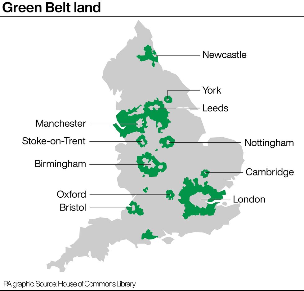 Map of green belt land