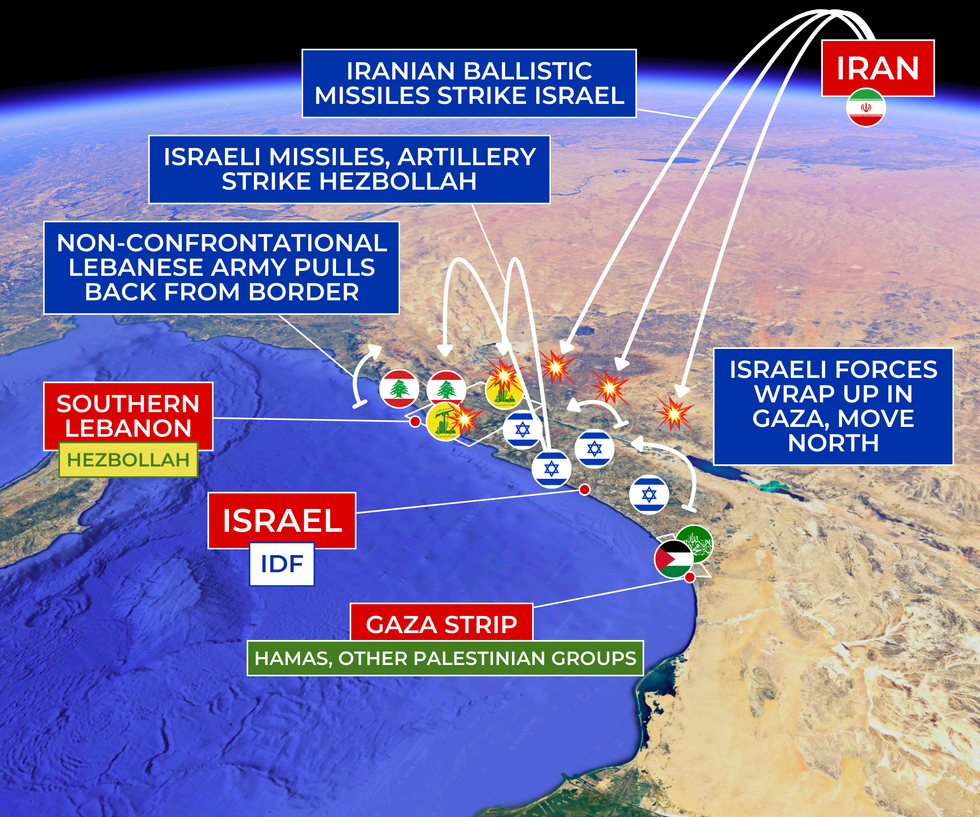 Map of Israel-Iran conflict