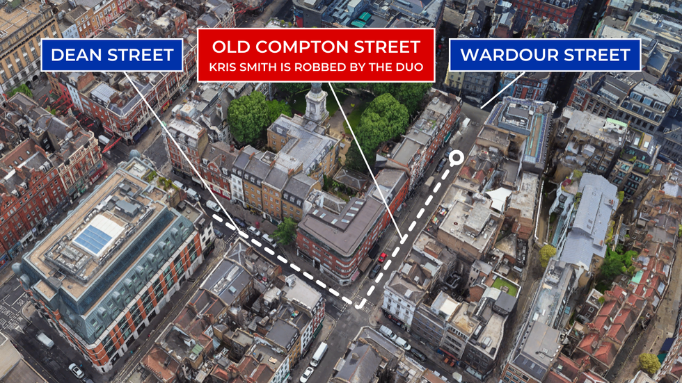 Map of Soho where robbery took place