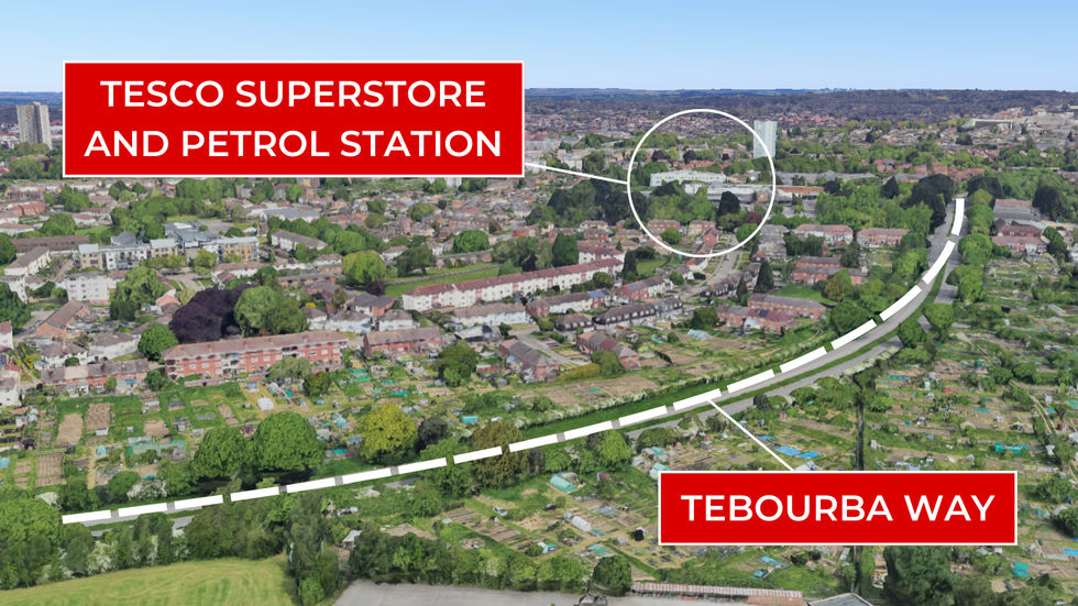 Map of Tebourba Way and Tesco