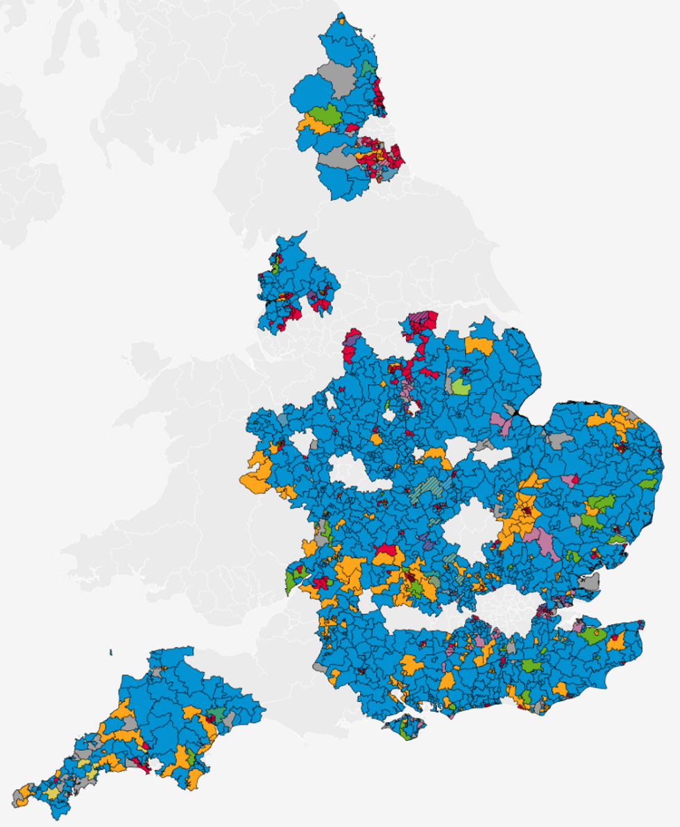 Map of wards being defended in the 2025 Local Elections