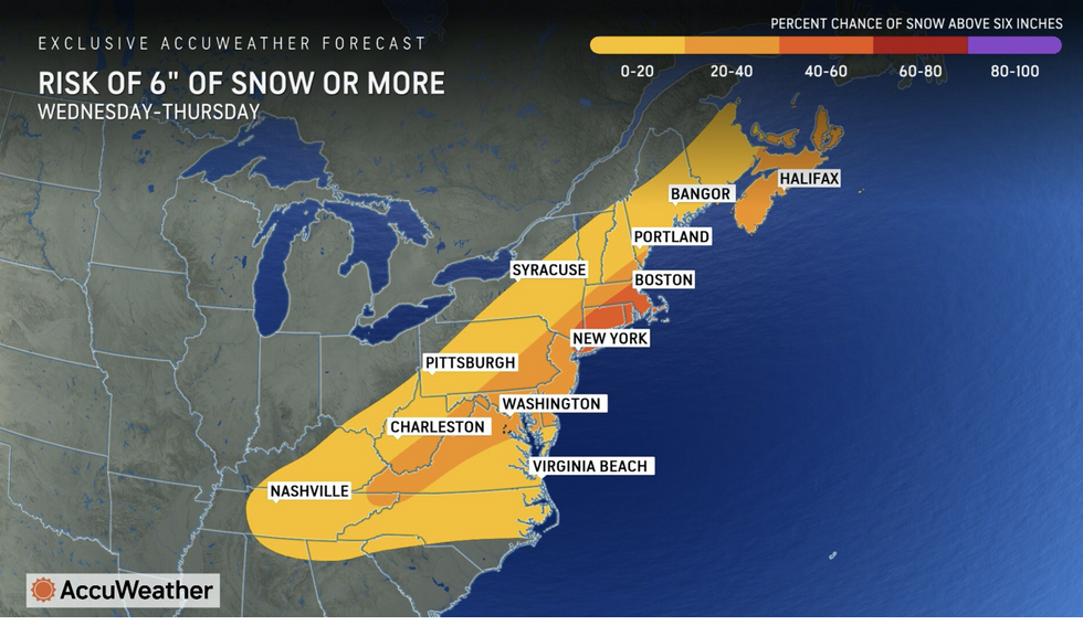 Map shows which areas at risk of snow in US