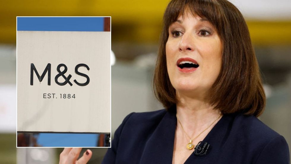 Marks and Spencer logo and Rachel Reeves