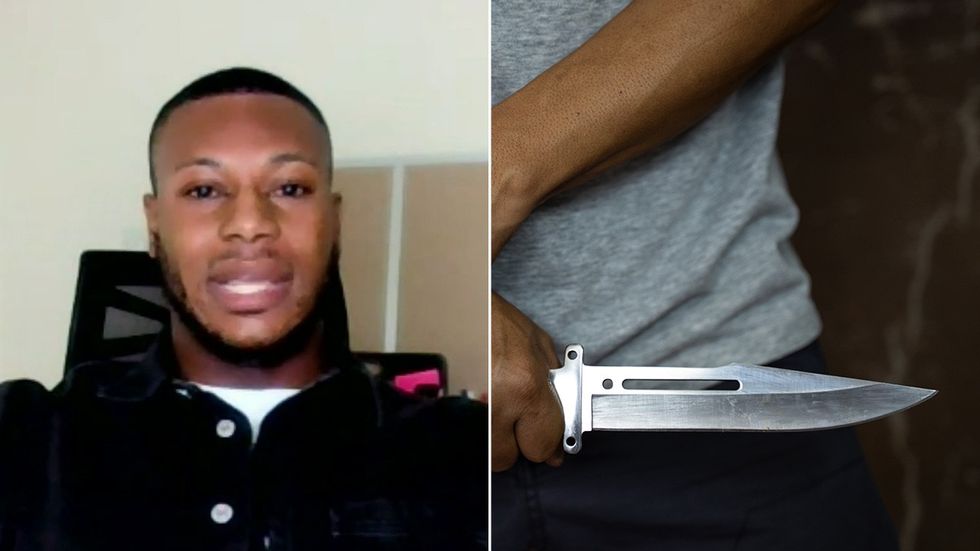 Matt Ajayi and stock image of knife