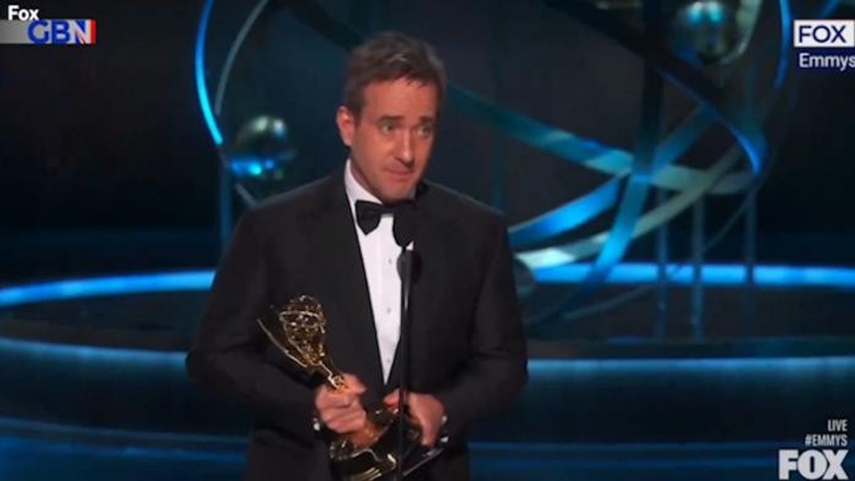 Succession's Matthew Macfadyen pays tribute to wife Keeley Hawes as he picks up Emmy gong