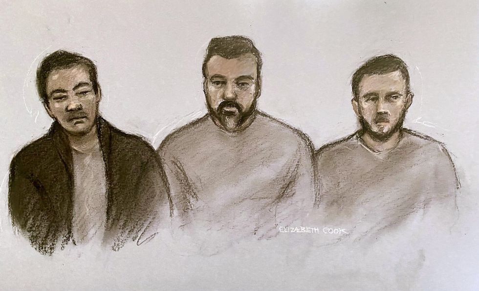 Matthew Trickett, Chi Leung Wai and Chung Biu Yuen court sketch