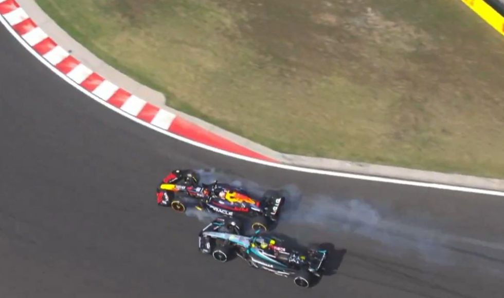 Max Verstappen and Lewis Hamilton collided towards the end of the race