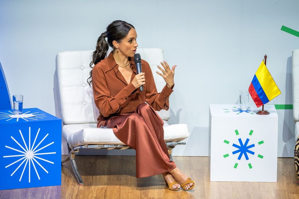 Meghan Markle speaking during her visit to Colombia