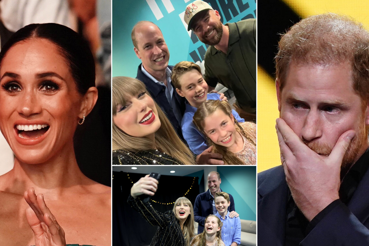 Meghan/Taylor Swift and Wales family selfies/Prince Harry