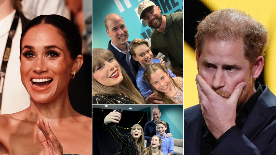Meghan/Taylor Swift and Wales family selfies/Prince Harry