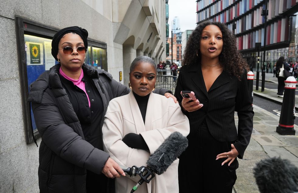 Members of campaign group Justice For Chris Kaba give a statement outside the Old Bailey