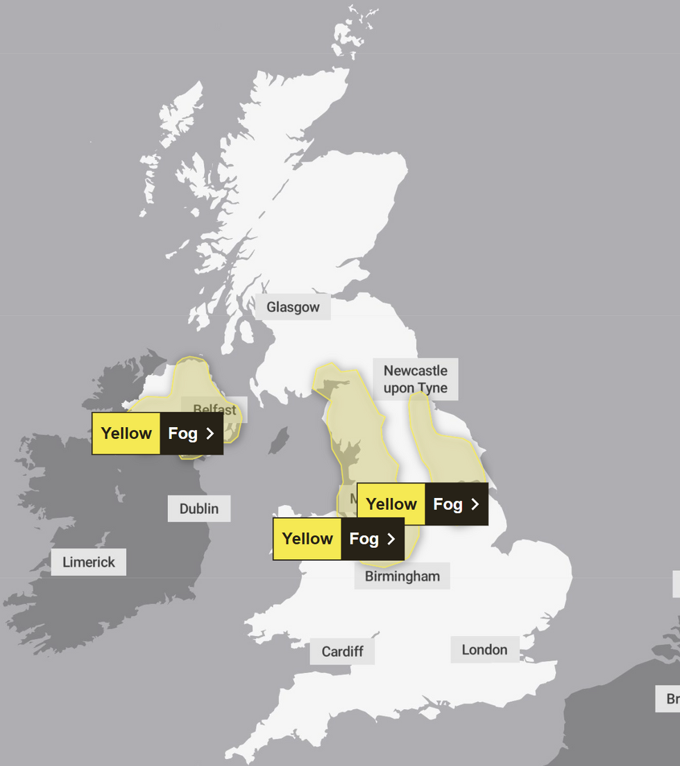 Met Office fog warnings today