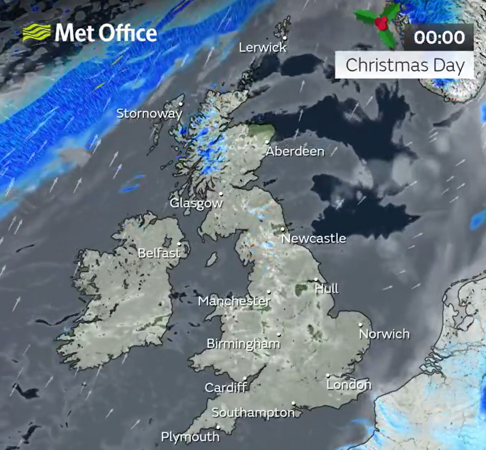 Met Office's weather map at midnight