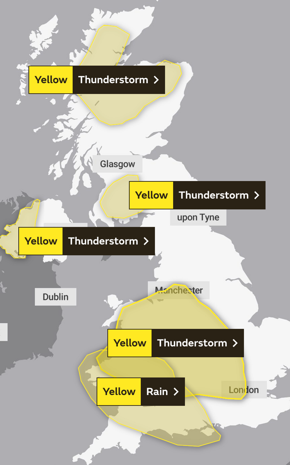 UK weather forecast: Met Office issues multiple thunderstorm warnings ...