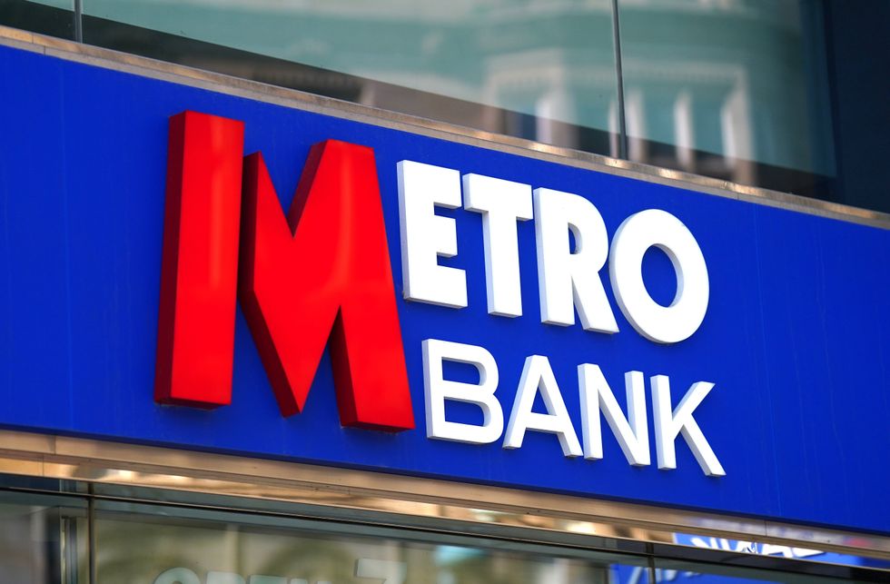 Metro Bank logo outside bank branch