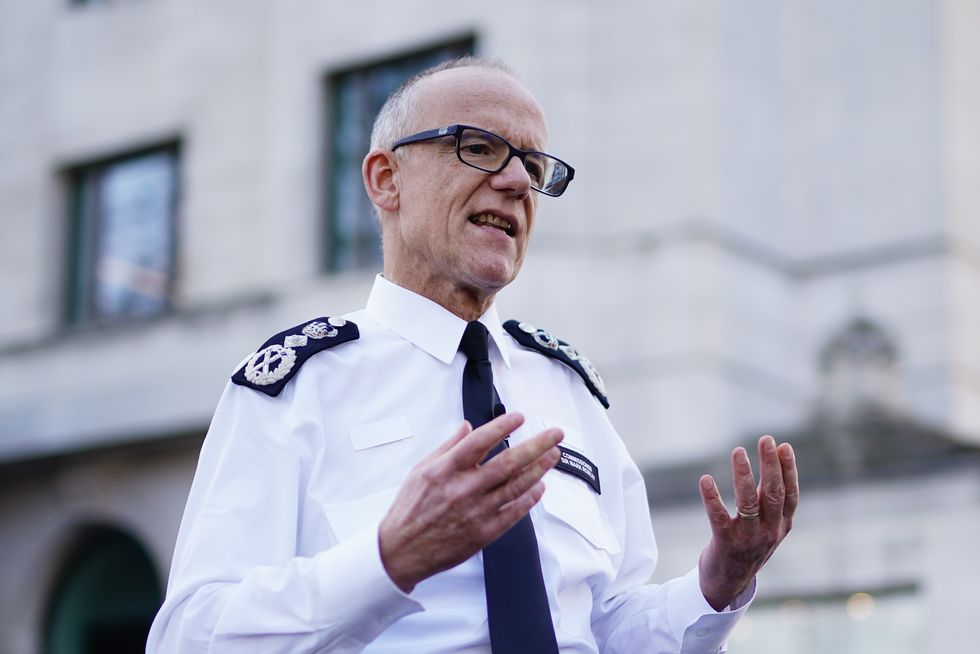 Metropolitan Police Commissioner Sir Mark Rowley outside Scotland Yard