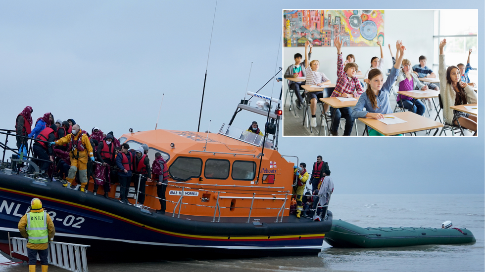 Migrant boat / classroom and students