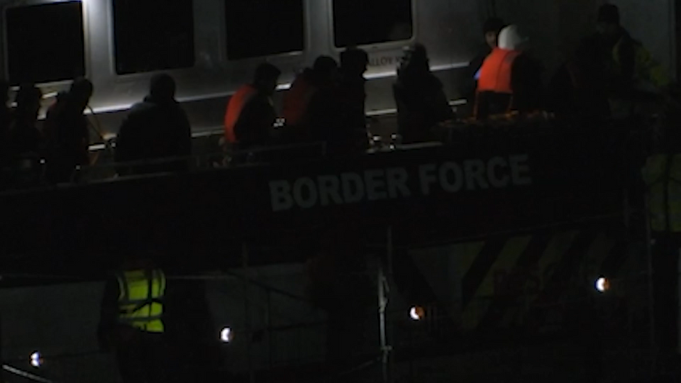 migrants arriving on Border Force vessel Volunteer