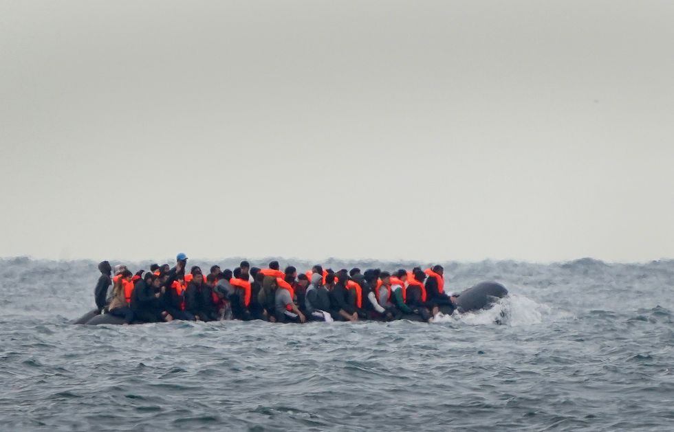 Migrants crossing Channel in small boat