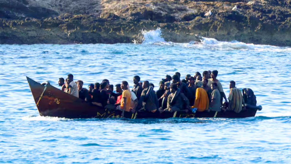 Migrants near Lampedusa