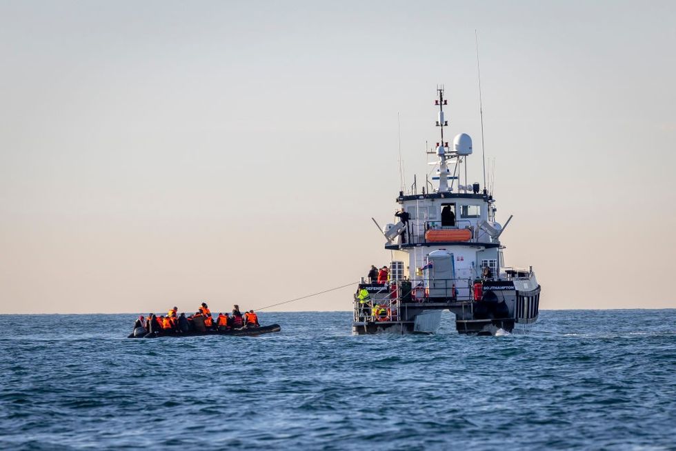 Migrants on a small boat