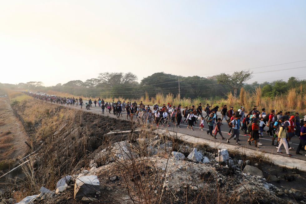 Migrants walking