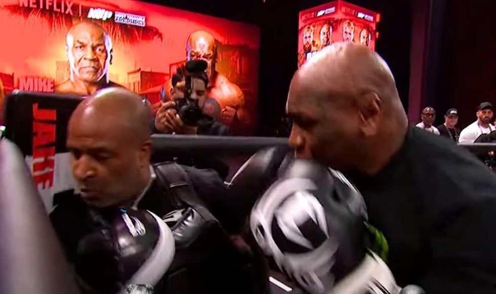 Mike Tyson showed off his pad work