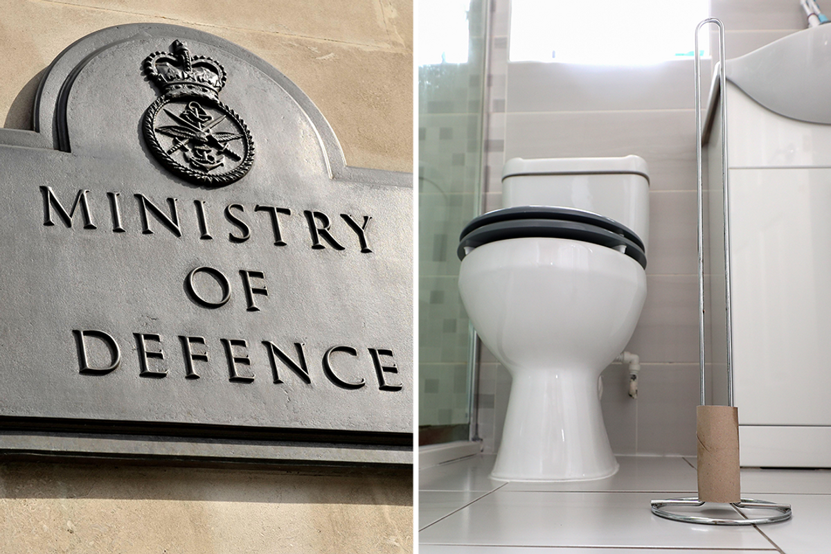 Ministry of Defence sign and toilet