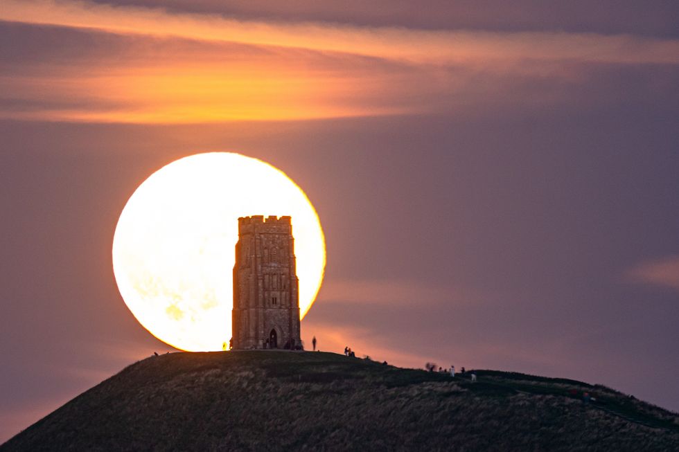 Moon at Glastonbury Tor