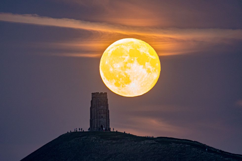 Moon at Glastonbury Tor