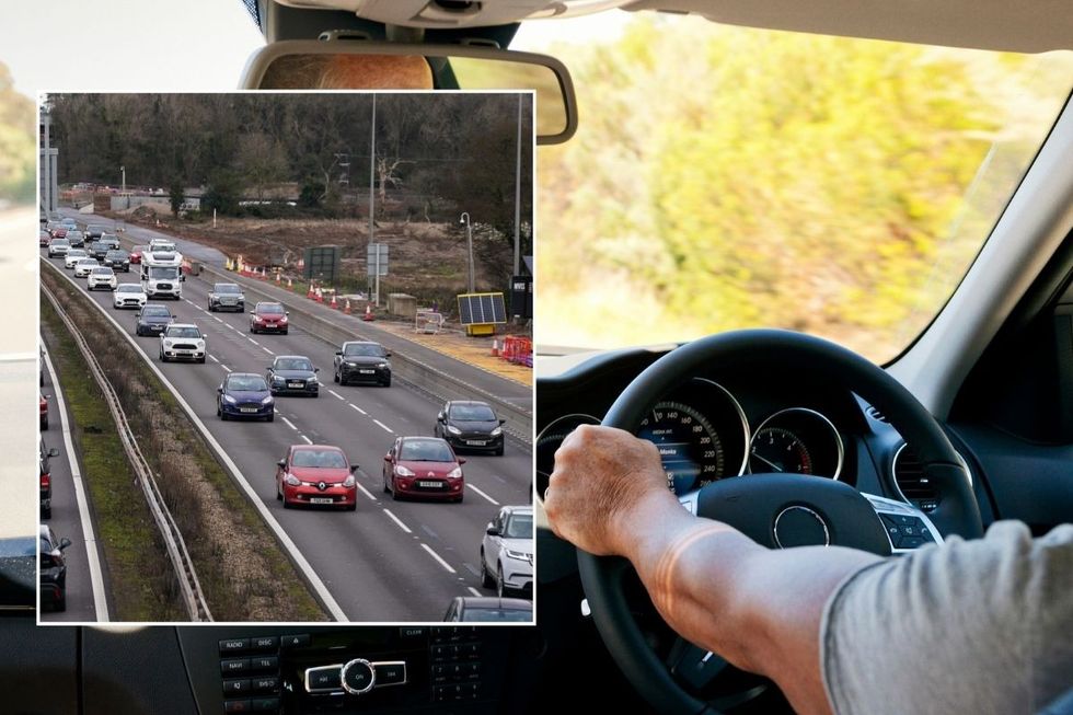 Motorway and a man driving a car