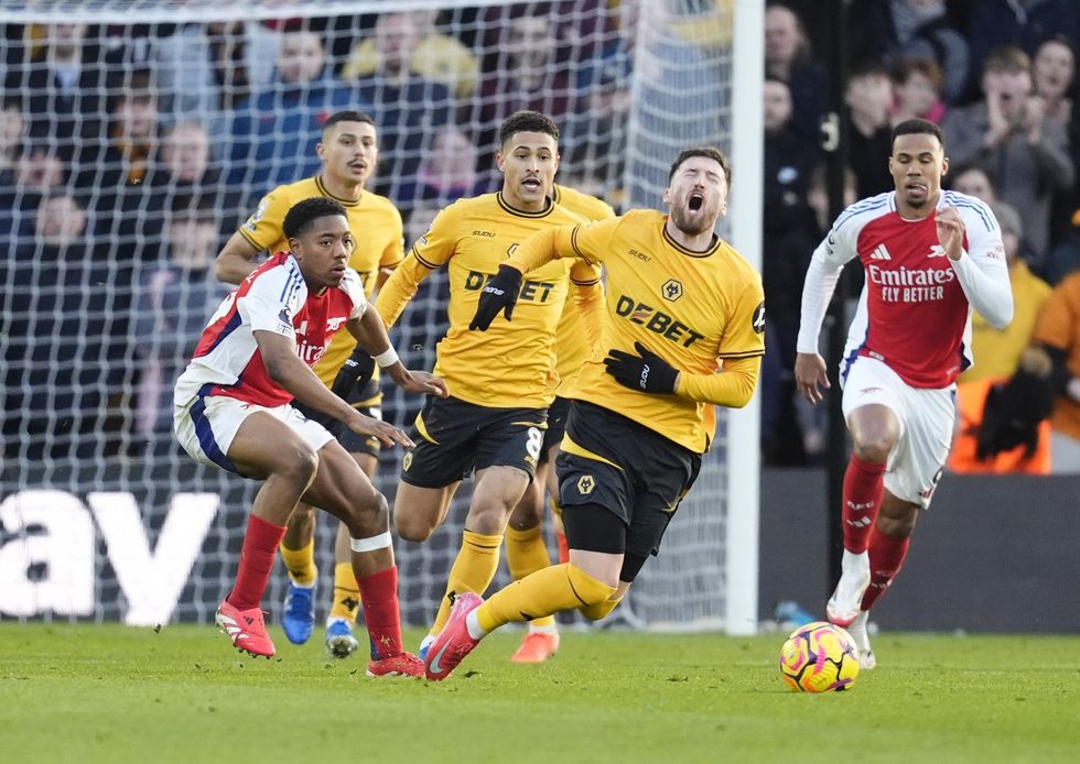 Myles Lewis-Skelly was punished for a foul on Matt Doherty