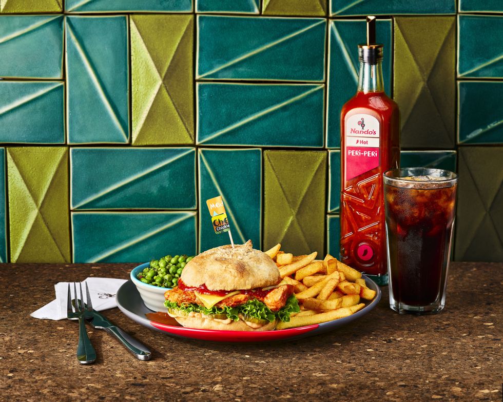 Nando's cheesy chicken burger