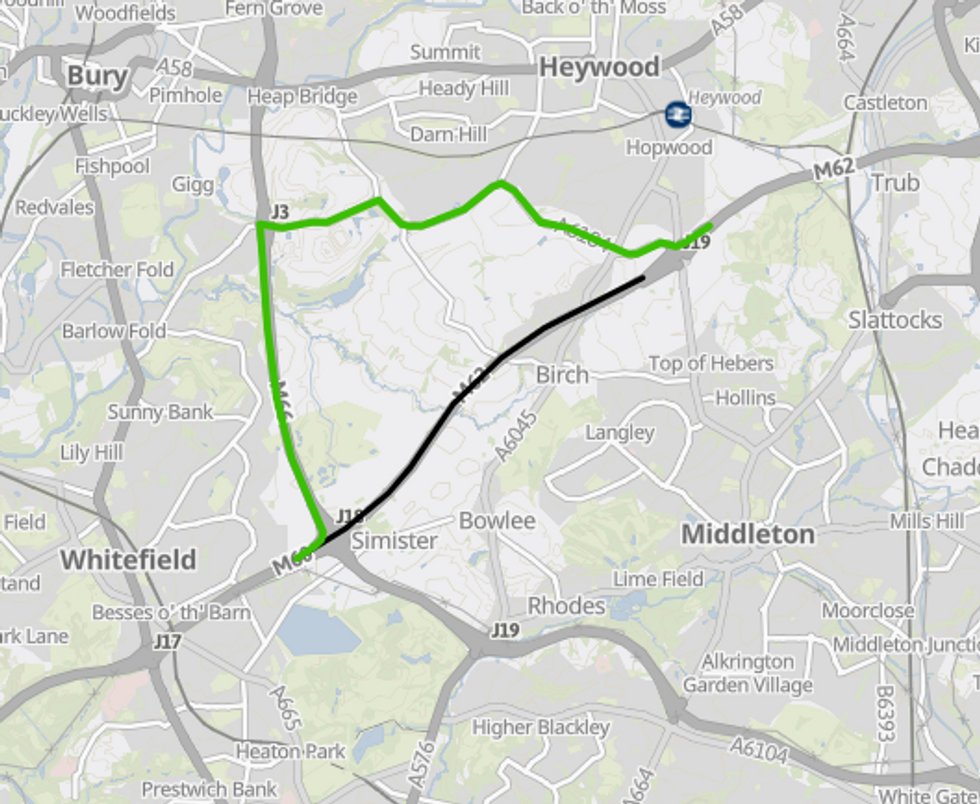 National Highways has outlined a diversion route for drivers on the M62 u200b