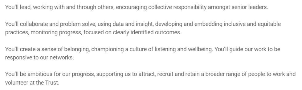 National Trust job description for the new 'Head of Inclusivity and Wellbeing'