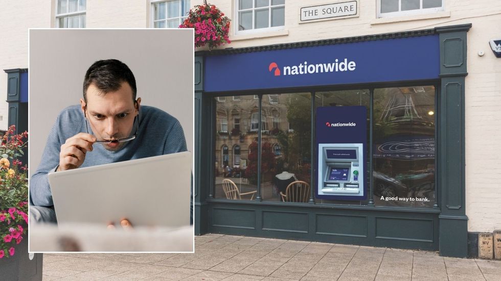 Nationwide branch and man looking at form