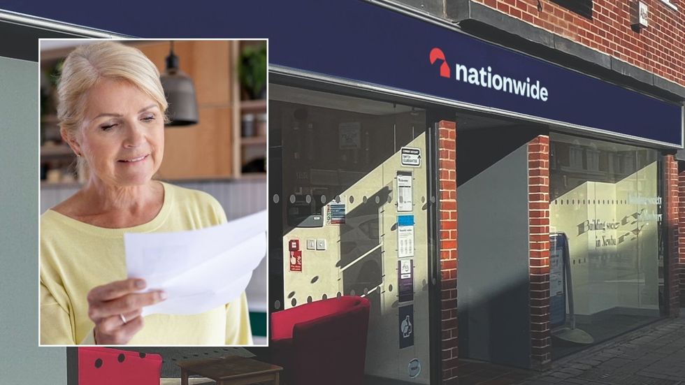 Nationwide branch and woman looking at letter