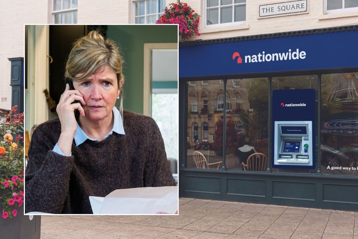 Nationwide Building Society and woman on the phone 
