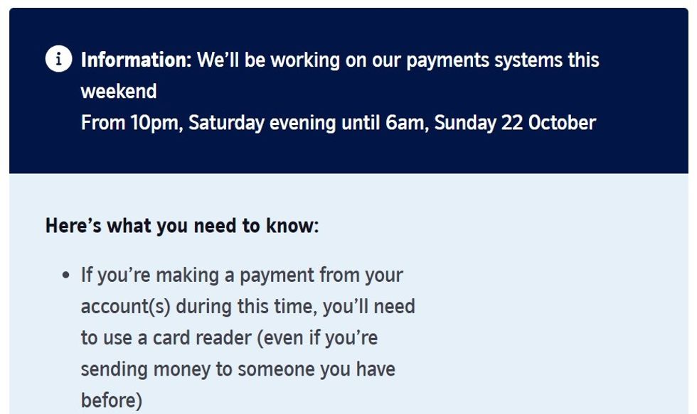 Nationwide Building Society informs customers about planned maintenance