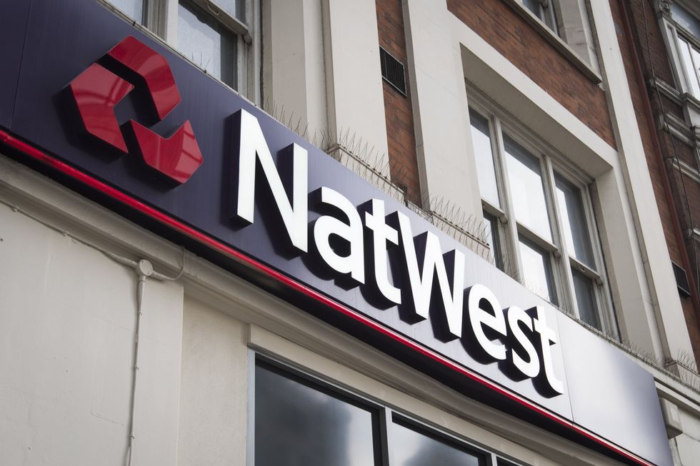 NatWest logo outside of bank branch