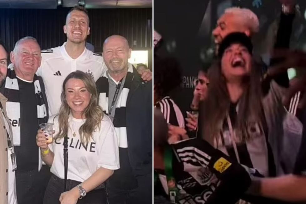 Alan Shearer joins in Newcastle Carabao Cup celebrations as players ...