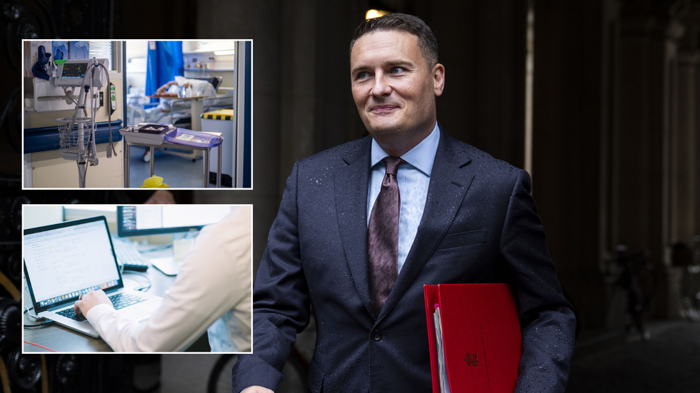 NHS ward/Person on laptop/Wes Streeting