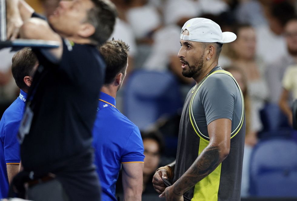 Nick Kyrgios was struggling with an abdominal strain