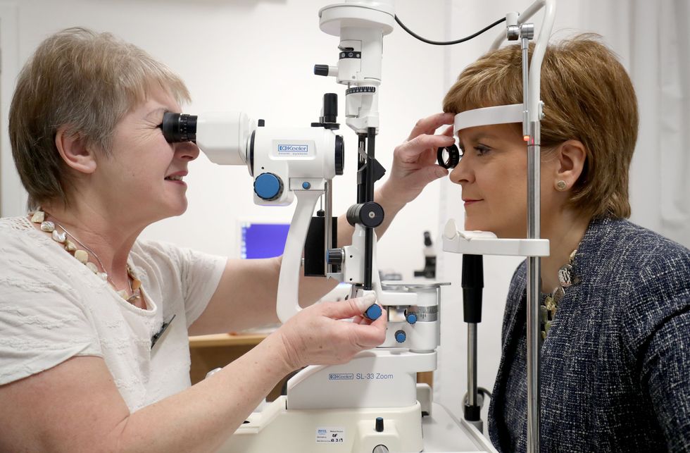 Nicola Sturgeon getting an eye test